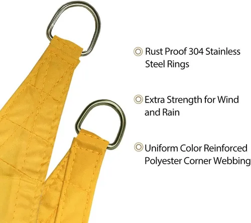 Vista 5 de Alion Home Toldo parasol tejido triangular impermeable de 10 x 10 x 10 pies en colores vibrantes (amarillo mango)