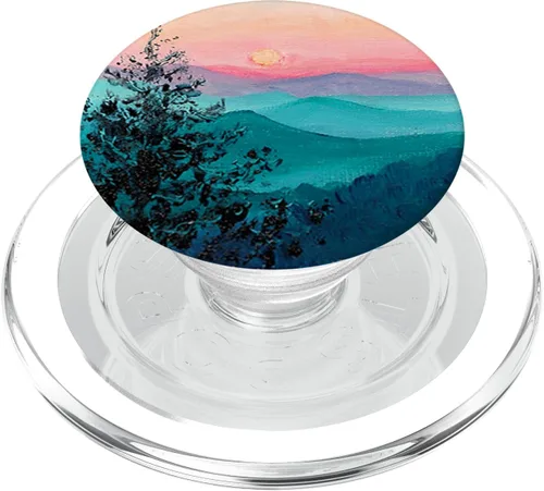 Vista 8 de Fresco Montañas Acuarela Pintura Diseño Al Aire Libre Amantes PopSockets Intercambiable PopGrip