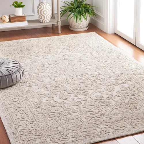 Vista 11 de Martha Stewart x SAFAVIEH - Colección de alfombras de área, 2 pies 3 pulgadas x 8 pies, marfil y azul, lana hecha a mano, ideal para sala de estar