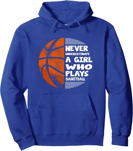 Vista 3 de Hoops Girls Never Underestimate A Girl Who Plays Basketball Sudadera con capucha, Negro