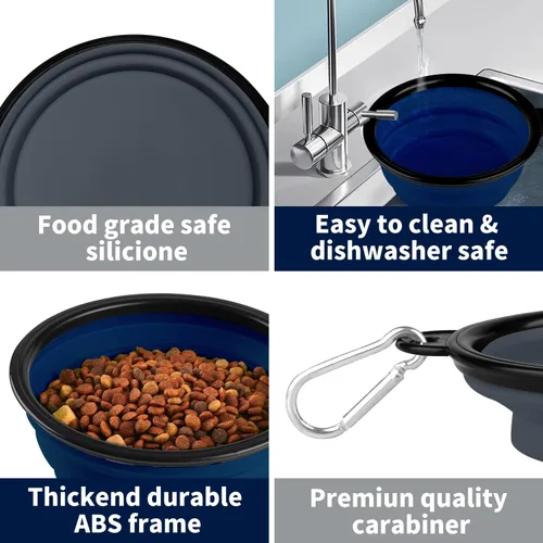 Vista 18 de COOYOO Cuenco plegable para perros, paquete de 2 cuencos plegables para agua para perros y gatos, plato portátil para alimentación de mascotas