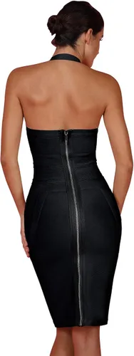 Vista 4 de whoinshop Vestido de vendaje para fiesta de cóctel con cuello en V profundo sin espalda