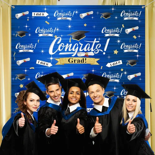 Vista 5 de Decoraciones de fiesta de graduación, incluyendo Congrats Grad, telón de fondo de fotografía, globos, kit de arco de guirnalda para adultos y niños