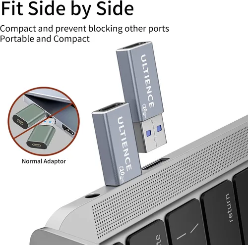 Vista 6 de Adaptador USB a USB C de doble cara de 10 Gbps, adaptador tipo C hembra a USB 3.2 macho, carga rápida de 60 W para iPhone 16 15 14 Plus Pro Max