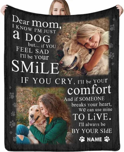 Vista 9 de Manta personalizada con imagen, mantas de memoria personalizadas para perros, hechas en Estados Unidos, imagen personalizada para pérdida de 1 Foto