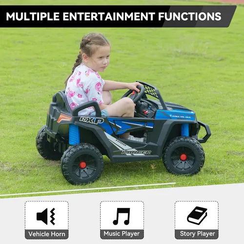 Vista 4 de TOBBI Coche eléctrico para niños de 12 V, camión de juguete para conducir Azul
