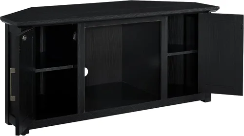 Vista 8 de Crosley Furniture Camden - Soporte esquinero para TV de más de 50 pulgadas, centro de entretenimiento con estantes de almacenamiento, color negro