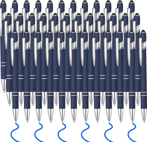 Vista 17 de 36 bolígrafos de tinta azul con lápiz capacitivo 2 en 1 para pantallas táctiles, colegio, oficina, compañeros de trabajo (negro)