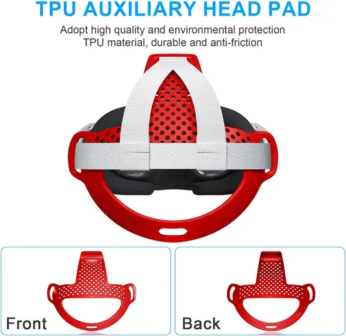Vista 3 de VR Head Strap Pad for Quest 3 Headset Accessories, TPU Head Strap Cushion for Quest 3 Head Strap, Bracket for The Back of The Head Headstrap (Red)