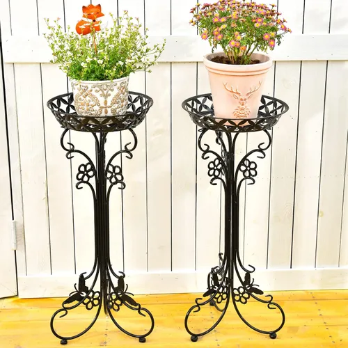 Vista 3 de Sungmor Soportes de metal ligeros para macetas – Paquete de 2 soportes negros de 29.7 pulgadas de alto – Soporte de contenedor para plantas