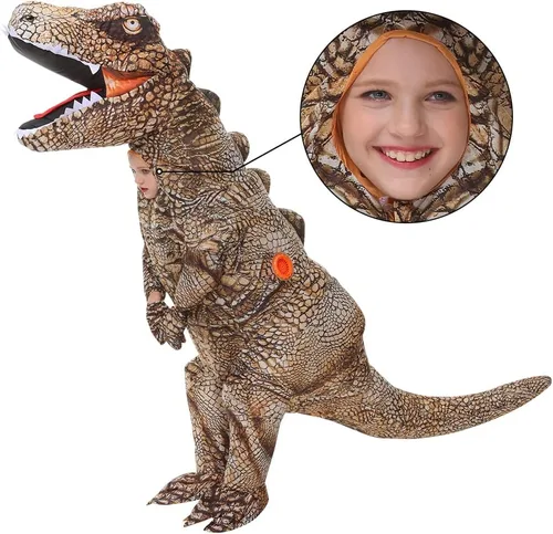 Vista 5 de KOOY Disfraz inflable,Dinosaurio T REX de Halloween para niños,Trajes inflables de cuerpo completo