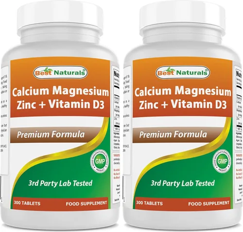 Vista 7 de Best Naturals Calcio y magnesio zinc con vitamina D3, 300 tabletas - Calcio 1000 mg, magnesio 400 mg, zinc 25 mg y D3 600 UI por porción (3 tabletas)