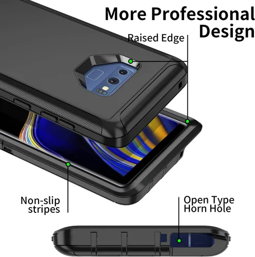 Vista 4 de Funda para Galaxy Note 9, a prueba de golpes, a prueba de caídas, a prueba de polvo, protección de cuerpo completo de 3 capas, funda rígida de alto