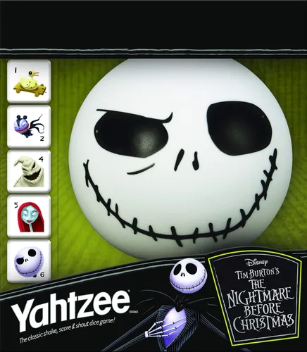 Vista 5 de Disney Yahtzee The Nightmare Before Christmas - Juego de dados coleccionables de Jack Skellington Juego de dados familiares y juegos de viaje
