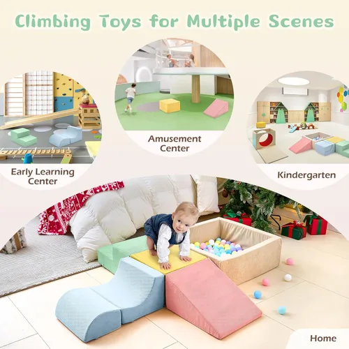 Vista 12 de JUGUETES DE ESCALADA PARA NIÑOS PEQUEÑOS, Juguetes de Escalada para Niños Pequeños en Interiores, Juego de 5 Piezas de Bloques de Escalada de Espuma