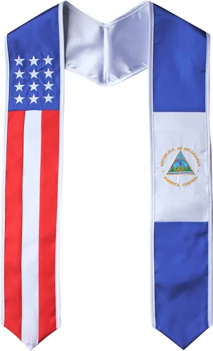 Vista 5 de Del Mex - Bandera del país y Estados Unidos, estola de graduación internacional Brasil / Estados Unidos