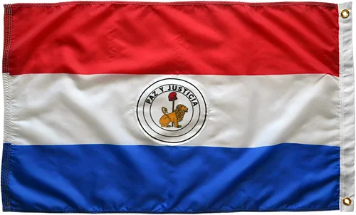 Vista 2 de Annin Flagmakers Bandera de Paraguay fabricada en Estados Unidos según las especificaciones oficiales de diseño de las Naciones Unidas, 2 x 3 pies