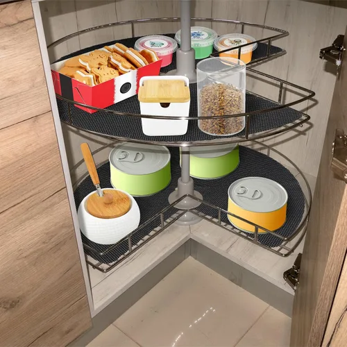 Vista 3 de Frienda Lazy Susan - 2 revestimientos para estantes, no adhesivos, antideslizantes para gabinetes de cocina, refrigerador, despensa, fregadero