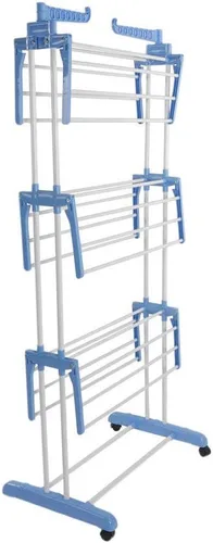 Vista 6 de SHG - Organizador de lavandería de aluminio de 3 niveles, estante de secado plegable, soporte para secadora de ropa