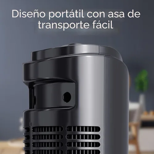 Vista 5 de Comfort Zone - Ventilador de torre para dormitorio, de 32 pulgadas, 3 velocidades, oscilación de 90°, ventilador sin aspas para interior, con asa