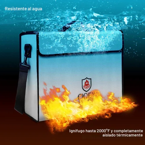 Vista 3 de Bolsa de Documentos Ignífuga - Caja Ignífuga [Aislada Térmica] Cajas de Seguridad Ignífugas para el Hogar Bolsa Ignífuga Grande Cremallera