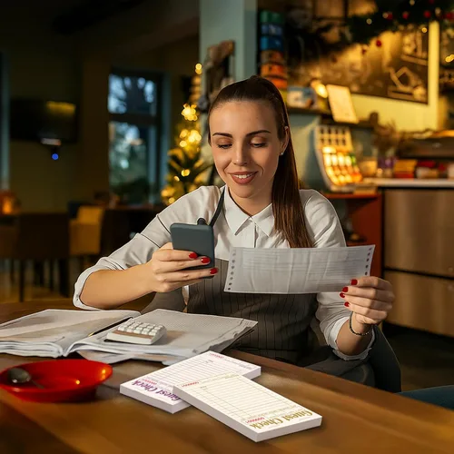 Vista 8 de Libros de cheques de invitados para servidores, bloc de notas de servidor, paquete de 12, papel de color natural, bloc de notas para camarera