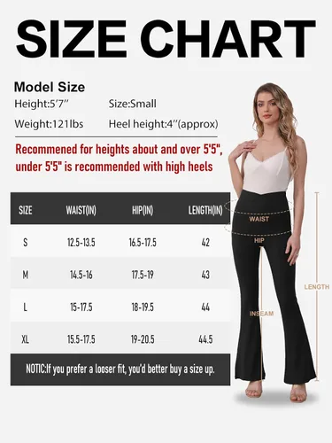 Vista 6 de Falre - Leggings para mujer, pantalones de yoga de cintura alta, leggings de entrenamiento cruzado, pantalones de vestir acampanados, paquete de 2