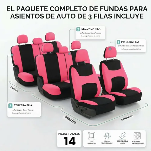 Vista 6 de FH Group FB030217 - Juego de fundas de asiento de tela ligera y transpirable, compatible con bolsa de aire y divisiones. Se adapta a la mayoría