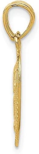 Vista 2 de Colgante de corazón TEAMO de oro amarillo de 14 quilates con corte de diamante (L- 0.843 in, W- 0.614 in) Regalo para mujer, Metal, No es una piedra