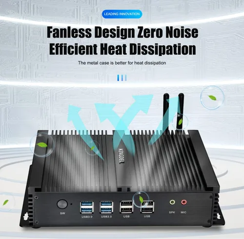 Vista 5 de KINGDEL Mini PC sin ventilador, CPU i5, 4GB RAM 128GB SSD, HD Graphics 4400, 6xCOM RS232, 4xUSB 3.0, 2xNIC, 2xHD Puertos de computadora de escritorio