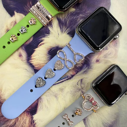 Vista 4 de Correa de reloj decorativa compatible con Iwatch Series 6 5 4 3 2 1 anillos decorativos de metal para SmartWatch Band 1.496 in, 1.575 in, 1.654 in
