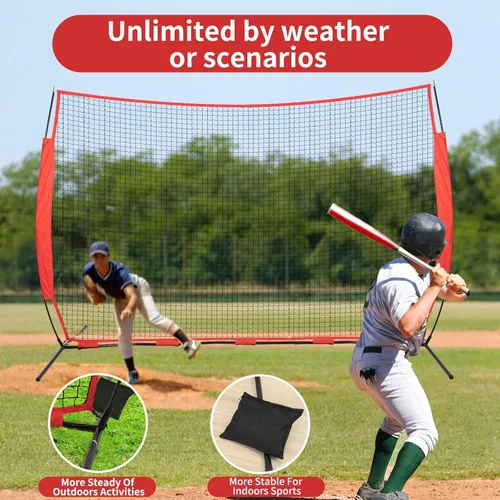 Vista 5 de 7x7/16x10/20x10ft Baseball Net Backstop Net,Fix Ball Stop Net by 4 Spike&2 Sandbag,Sports Net Barrier with Handbag,Lacrosse Net Backstop for