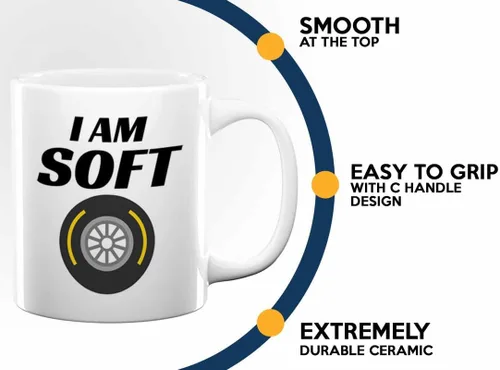 Vista 4 de Taza de café Racer de 11 onzas, color blanco, I'm Soft, Fuel Speed Racer Car Guys Circuit Automotriz Racing Boy Regalos para él, papá, hombres, novio