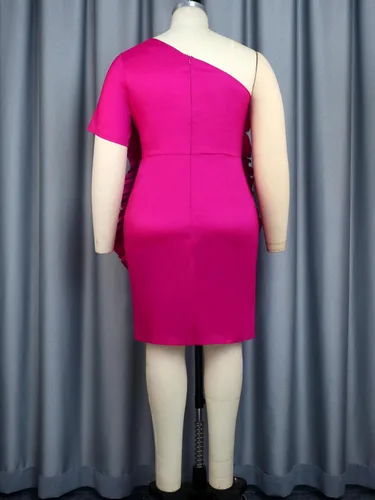 Vista 6 de ONTINVA Mini vestidos de lentejuelas para mujer, con un hombro descubierto, diseño de flores, con abertura, cóctel, fiesta, boda, mini vestidos