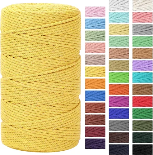 Vista 30 de Cordón de macramé 3mm x 300m Cuerda de macramé 100% algodón natural Cordón de algodón trenzado de 4 hebras para manualidades DIY, adornos