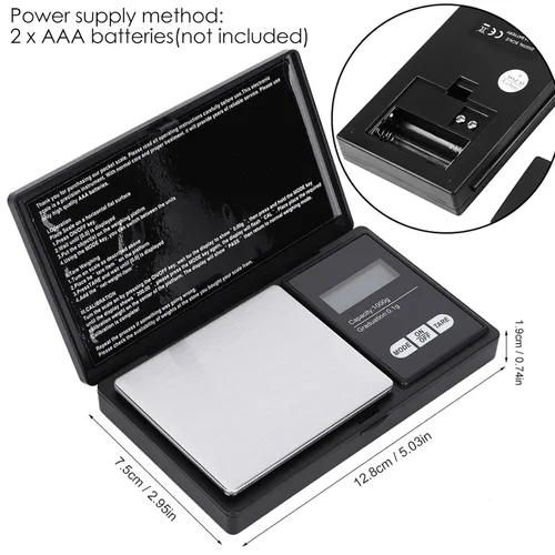 Vista 5 de Sanpyl Mini escala digital portátil LED, 35.27 oz/0.00 oz, negro y plata, joyería