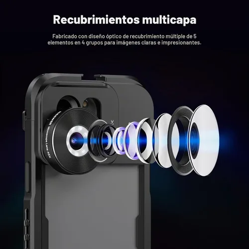 Vista 4 de NEEWER Lente gran angular HD de 18mm 100° para placa posterior de lente con rosca de 17mm, aumento de 0.5X Compatible con SmallRig NEEWER iPhone