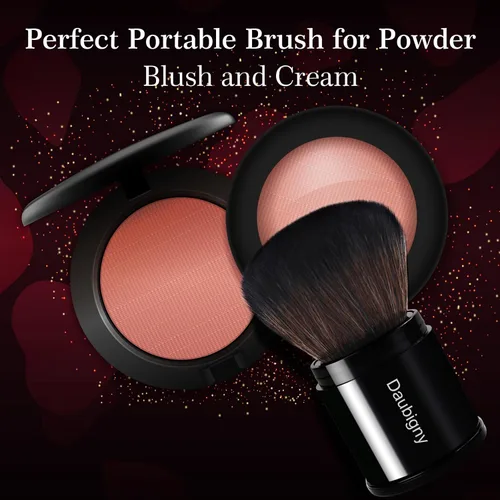 Vista 4 de Daubigny - Brocha de maquillaje retráctil Kabuki, brochas de base de viaje para base de maquillaje para rubor bronceador y polvo..