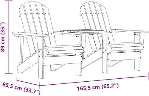 Vista 2 de Garden Chair Natural Wood Solid Fir Wood, Ergonomic Adirondack Outdoor Seating for Front Porch, Small Patio Furniture Set