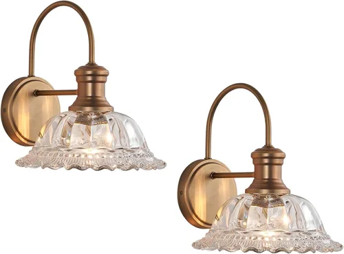Vista 17 de HDDFL Aplique de pared vintage en latón mate para mesita de noche, lámpara de pared para dormitorio, accesorios de iluminación en puerta para sala