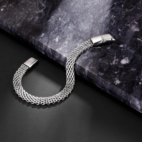Vista 4 de LUCKY2+7 Pulseras para hombre, acero inoxidable, cierre magnético, cadena franco, pulsera para hombre