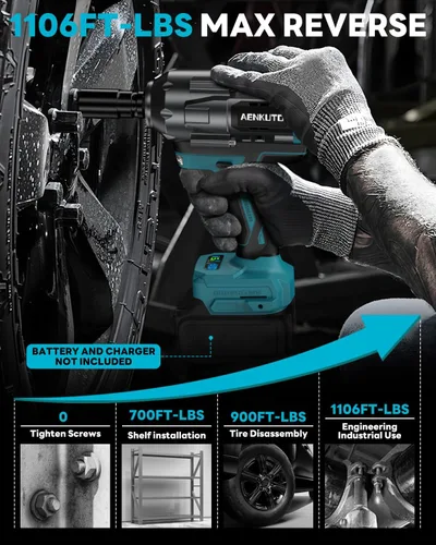 Vista 3 de Llave de impacto inalámbrica para batería Makita de 18 V, 1500 Nm (1106 pies-libras) pistola de impacto sin escobillas de 1/2 pulgada, luz