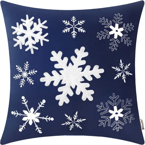 Vista 31 de BRAWARM Christmas Reindeer Pillow Cover 18x18 Black Velvet Embroidered Reno negro