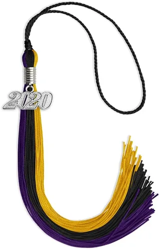 Vista 41 de Endea Graduation Borla de triple color con gota de fecha plateada (negro/dorado/granate, 2020)