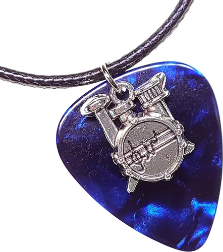 Vista 6 de Collar de púa de guitarra y cadena de cordón de cuero vegano