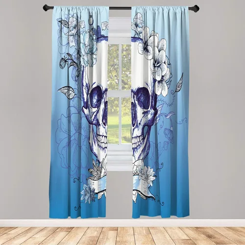 Vista 5 de Ambesonne - Cortinas amarillas para ventana, arte moderno escandinavo de escena de jardín con flores de tulipán y mariposas bailando, juego de 2