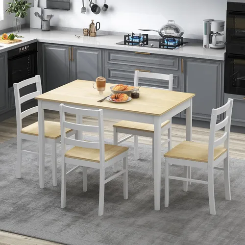 Vista 2 de Juego de mesa de comedor Giantex para 4, juego de mesa de comedor para 4, rincón de desayuno con mesa de cocina, 4 sillas de comedor, juego de mesa