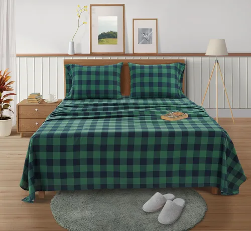 Vista 2 de LANE LINEN Sábanas de franela 100% algodón, doble cepillado para mayor suavidad, ropa de cama transpirable de algodón ligero tamaño matrimonial