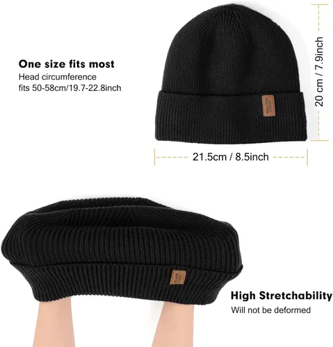 Vista 3 de Wmcaps Gorro de invierno para hombres y mujeres, gorro de punto suave y cálido con forro polar