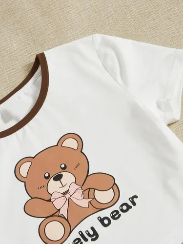 Vista 3 de SOLY HUX Girl's Crop Top Graphic Tee Summer Drawstring Side Tie Knot Hem Round Neck Short Sleeve T-Shirts